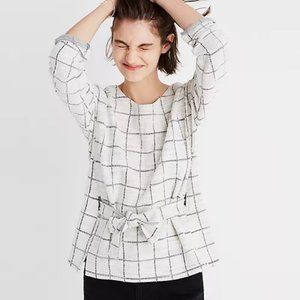 Madewell Windowpane Tie-Front Top